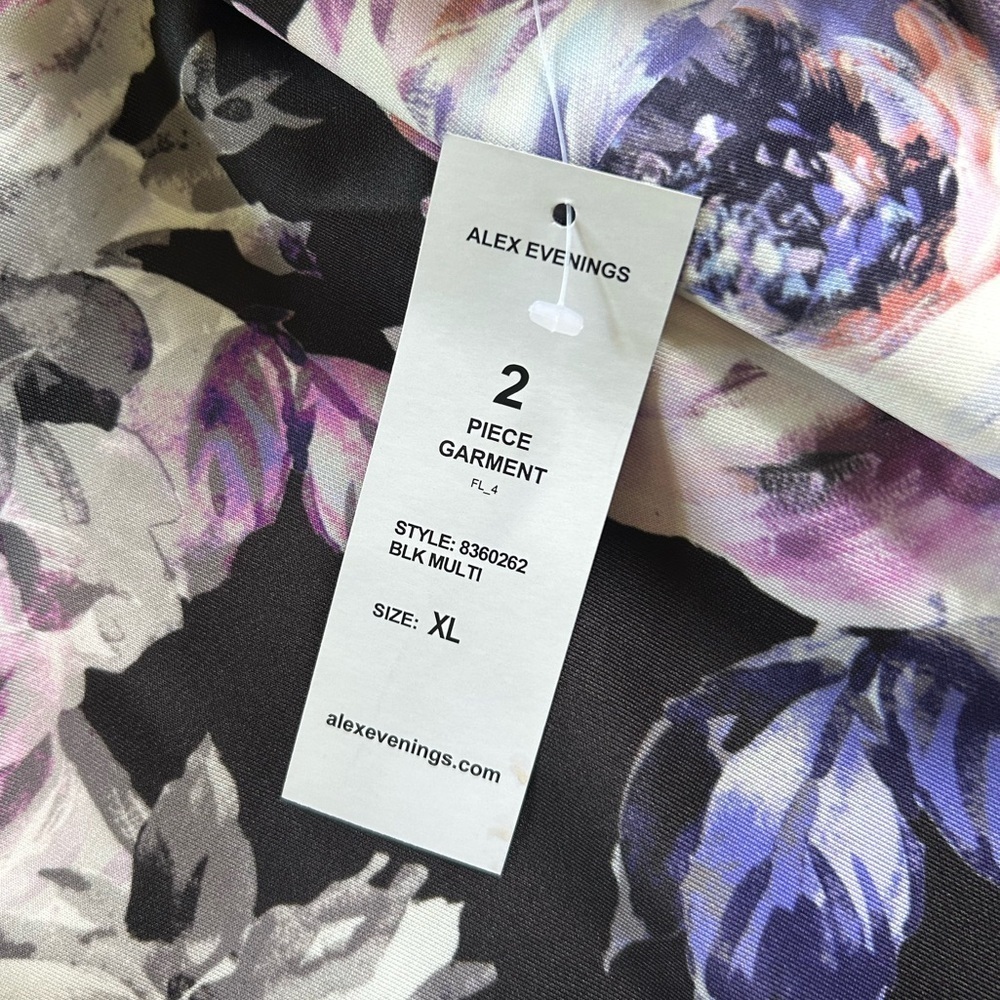Alex Evenings Plus Size 3/4 Sleeve Purple Black Floral Tank & Jacket Set Size XL - Picture 8 of 14